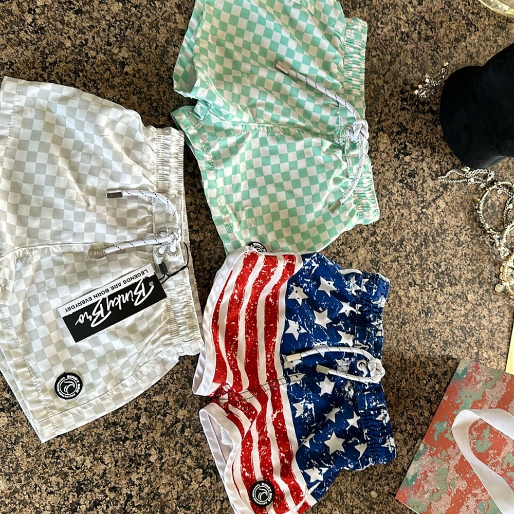 Three pairs of Binky Bro, swim trunks sz 18-24 mth